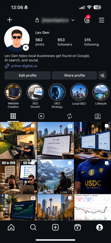 Lev Gen Instagram account with 953 followers before the Poprey test