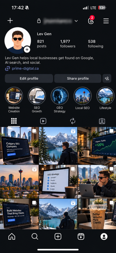 Instagram account showing 1,977 followers during the Poprey experiment